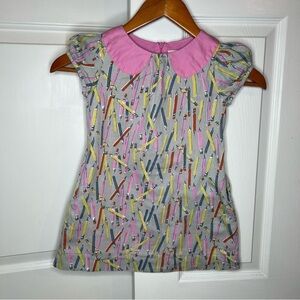 Mini Boden Pencil Print Dress Short Sleeve Fully Lined Pockets Girls 3-4Y